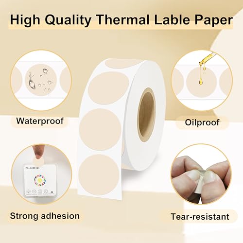 1 Inch Round Thermal Sticker Labels,Color Dot Stickers,Label Stickers,Waterproof,Oil Proof,for Thermal Printers,DIY,Office,Retail,Home and Warehouse Organization,1000 Pcs Light Brown - color: Light Brown