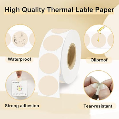 1 Inch Round Thermal Sticker Labels,Color Dot Stickers,Label Stickers,Waterproof,Oil Proof,for Thermal Printers,DIY,Office,Retail,Home and Warehouse Organization,1000 Pcs Light Brown - color: Light Brown