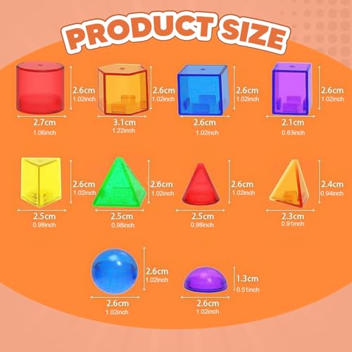 100Pcs Geometric Solids Learning Toys Classroom Accessories Translucent Pattern Blocks Geometric Shapes for Elementary Home