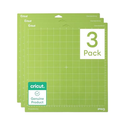 Cricut StandardGrip Machine Mats, 12" x 12", Reusable Cutting Mats for Crafts with Protective Film, Use with Cardstock, Iron On, Vinyl and More, Compatible with Explore & Maker (3 Count), Green - size: 12x12, style: 3 Count