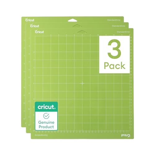 Cricut StandardGrip Machine Mats, 12" x 12", Reusable Cutting Mats for Crafts with Protective Film, Use with Cardstock, Iron On, Vinyl and More, Compatible with Explore & Maker (3 Count), Green - size: 12x12, style: 3 Count