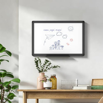 VIZ-PRO Magnetic Whiteboard/Dry Erase Board with Black Aluminium Frame, 18 X 12 Inches, Includes 1 Eraser & 2 Markers & 4 Magnets - size: 18"W x 12"H