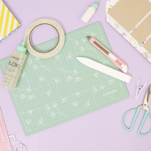 Craftelier - Self Healing Cutting Mat Portable A4 Cutting Board for Crafts and Sewing | Grid and Anti-slip Surface | Size 28 x 20 cm) 8 x 12