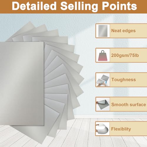 Silunkia 40 Sheets Silver Shimmer Cardstock 8.5 x 11 Metallic Paper, 75lb Thick Card Stock Cutting Paper for Greeting Cards, Card Making, Business Cards, Invitations, Scrapbooking - color: Silver, size: 40 Sheets