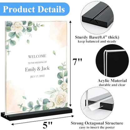 Acrylic Sign Holder 5x7, 6-Pack Plastic Clear Vertical Double-Sided Menu Display Stand with Double-Sided Display, Perfect for Restaurants, Offices, Exhibits - size: Vertical 6 Pack 5x7