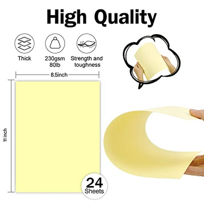 24 Sheets Yellow Cardstock 8.5 x 11 Thick Paper, Goefun 80lb Card Stock Printer Paper for Invitations, Menus, Wedding, DIY Cards - color: yellow