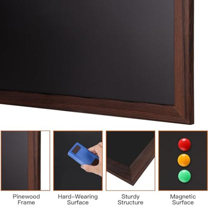 Comix Magnetic Chalkboard, 24 x 36 Inches Wooden-Framed Blackboard, Hanging Chalk Board for School Office Home and Restaurant Menu - size: 36"W x 24"H
