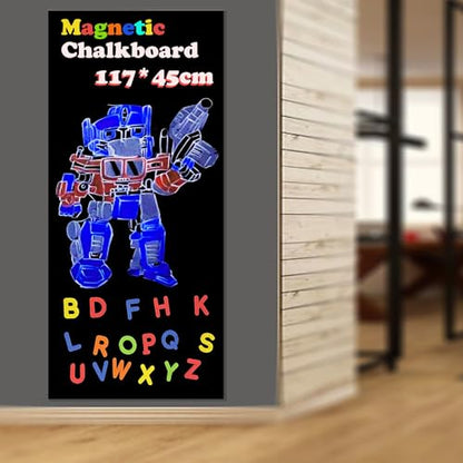 Magnetic Chalkboard Contact Paper for Wall 46.3"x18" Self Adhesive Magnetic Wall Board Sticker with 36 Magnet Letters for Office Home Black Chalk Board Wallpaper Roll - color: Black