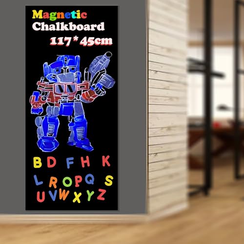 Magnetic Chalkboard Contact Paper for Wall 46.3"x18" Self Adhesive Magnetic Wall Board Sticker with 36 Magnet Letters for Office Home Black Chalk Board Wallpaper Roll - color: Black