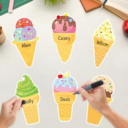 36 Pcs Ice Cream Cutouts for Cool Summer Bulletin Board Classroom Birthday Party Home Office Wall Decoration (Ice Cream)