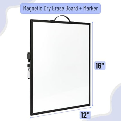 Mr. Pen- Small Magnetic White Board, 16"x12" | Double-Sided Magnetic Dry Erase Board with Handle & Dry Erase Marker, Portable Aluminum Frame Whiteboard for Office, Home