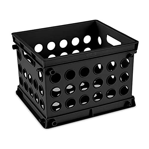 Sterilite Mini Crate, Stackable Plastic Storage Bin with Handles, Organize Home, Garage, Office, School, Dorm Room, Black, 24-Pack - color: Black, size: 24 Pack