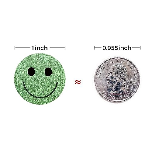 1 Inch Shiny Happy Face Stickers Circle Dots Labels Reward Stickers Teachers Sticker (500PCS,Green) - color: Green, size: 1 inch