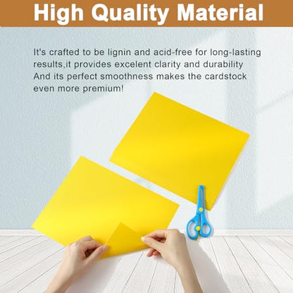 Silunkia 120 Sheets Solar Yellow Shimmer Cardstock 8.5 x 11 Crafts Paper, 250gsm/92lb Premium Glossy Paper Card Stock for Cards Making, Greeting Cards, Wedding Invitations, Menus - color: Yellow, size: 120 Sheets