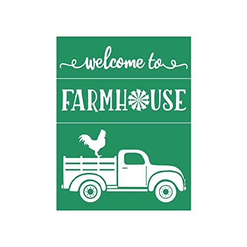 DGAGA Farmhouse Self Adhesive Stencils, Reusable Welcome Stencils for Painting on Wood, T-Shirt, Canvas, DIY Home Decor - color: Farmhouse