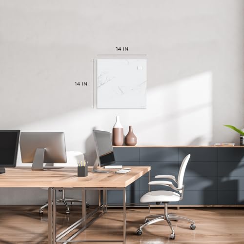U Brands Magnetic Square Marble Print Dry Erase Board White Board, 14" x 14", Frameless, Includes Magnet and Marker
