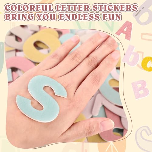 Breling 310 Pieces Felt Letter Bulletin Board Letters Sticker with Number 2" Bulk Self Adhesive ABC Upper Lowercase Sticky Letter for Xmas Gift Bulletin Board Classroom(Boho Color) - color: Boho Color