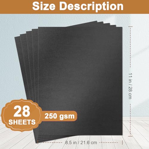 Silunkia 28 Sheets Shimmer Black Cardstock 8.5 x 11 Heavyweight Paper, 250gsm/92lb Black Construction Paper Card Stock for Making Card, Greeting Cards, Office, Scrapbooking, Wedding Invitations - color: Black, size: 28 Sheets