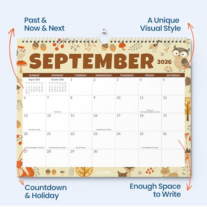SUNEE Wall Calendar 2026-2027 18 Months Jul. 2026 - Dec. 2027, 14.5"x11.5" Big Grid Hanging Calendar with Note for Organizing & Planning, Monthly Calendar 2026-2027 with Last Month and Next Month, Seasons Color - color: Seasons