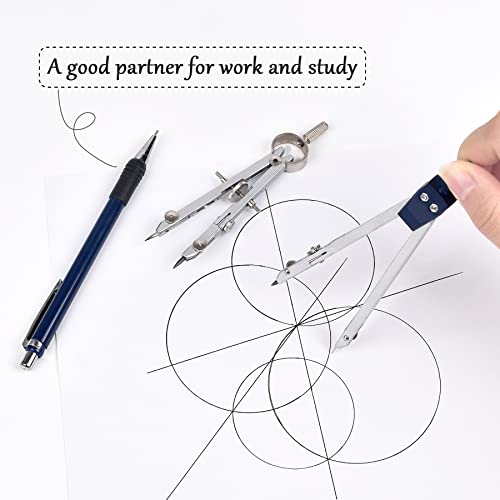 Unjoo 9Pcs Precision Geometry Set Metal Compass, Geometry Tool Tool Set with Shatterproof Storage Box, Circle Drafting Tool and Architecture, Drafting Kits for Engineers Students(Blue) - color: Blue
