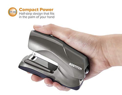 Bostitch Office Heavy Duty Stapler, 40 Sheet Capacity, No Jam, Half Strip, Fits into the Palm of Your Hand, For Classroom, Office or Desk, Gray - color: Gray, style: Compact