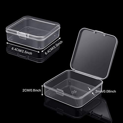 SATINIOR 24 Packs Small Clear Plastic Beads Storage Containers Box with Hinged Lid for Storage of Small Items, Crafts, Jewelry, Hardware (2.5 x 2.5 x 0.8 Inches) - size: 2.5 x 2.5 x 0.8 in