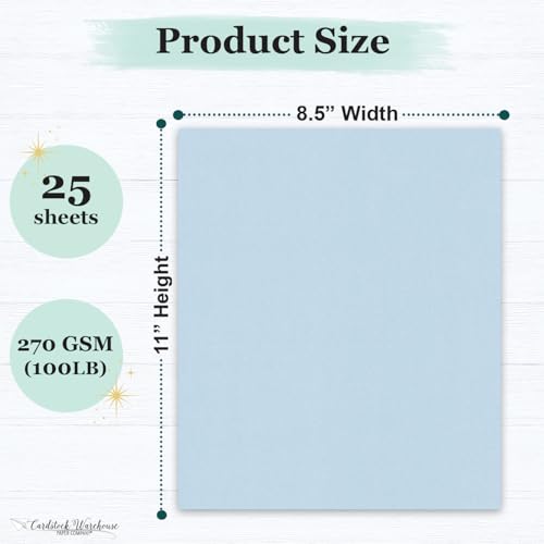 Cardstock Warehouse Colorplan Azure Blue Cardstock Paper – 25 Sheets, 8.5 x 11" – 100 lb. / 270 GSM Premium Matte Cover Cardstock for Invitations, Card Making, Scrapbooking & DIY Projects - color: Azure