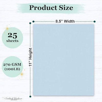Cardstock Warehouse Colorplan Azure Blue Cardstock Paper – 25 Sheets, 8.5 x 11" – 100 lb. / 270 GSM Premium Matte Cover Cardstock for Invitations, Card Making, Scrapbooking & DIY Projects - color: Azure