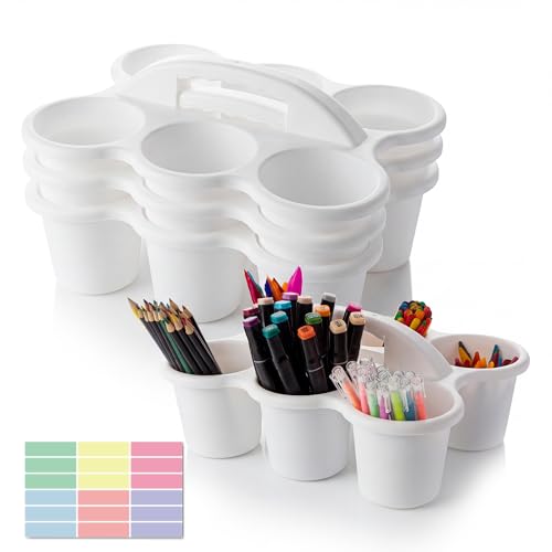 Classroom Caddy for School, Kidsroom, Pencil Holder, Plastic Cup Caddy for Drink Delivery, White, 4 Pack - color: White-4pack