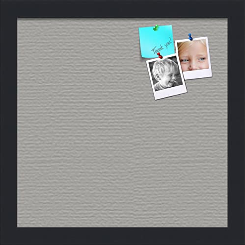 PinPix 12x12 Inch Cork Bulletin Board. This Decorative Framed Pin Board Comes with Dark Stone Design and a Satin Black Frame. Ideal for Home Office Decor or Message Board (PinPix-1808) - color: Dark Stone, size: 12" x 12"