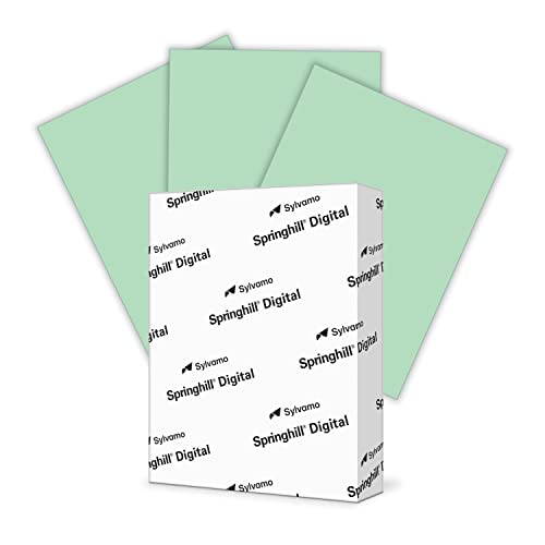 Springhill 8.5” x 11” Green Colored Cardstock Paper, 65lb, 176gsm, 250 Sheets (1 Ream) – Premium Medium Weight Vellum Cardstock, Printer Paper with Textured Finish – 014050R - color: Green, size: 1 Ream | 250 Sheets, style: Letter (8.5x11)