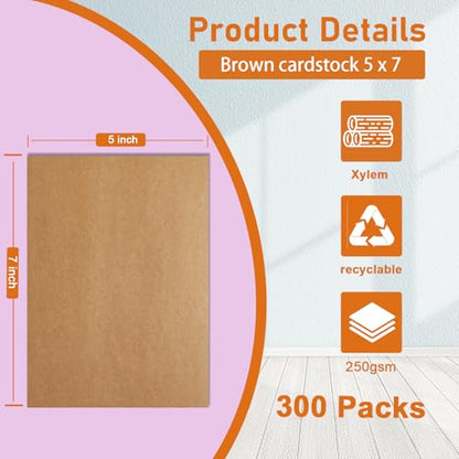 Silunkia 300 Sheets Brown Cardstock 5 x 7 Certificate Paper, 250gsm/92lb Heavyweight Craft Paper Card Stock for DIY Cards Making, Graduations, Thank You Cards, Menus, Recipe, Postcards - color: Brown, size: 5x7-300pcs