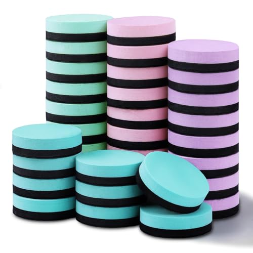 XKDOUS Round Magnetic Whiteboard Eraser 35 Pack, Small Dry Erase Eraser for Kids Classroom, 2x2 Inch Mini Dry Erase Board Eraser, Multipurpose White Board Eraser for School & Office Use (4 Colors) - color: Blue,green,pink,purple-round