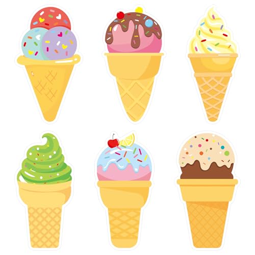 36 Pcs Ice Cream Cutouts for Cool Summer Bulletin Board Classroom Birthday Party Home Office Wall Decoration (Ice Cream)