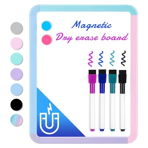 VUSIGN Small White Board Dry Erase, 8.5'' x 11'' Magnetic Dry Erase Board, Mini Whiteboard with Markers for Students, Fridge, Wall, Locker - color: C-colorful1