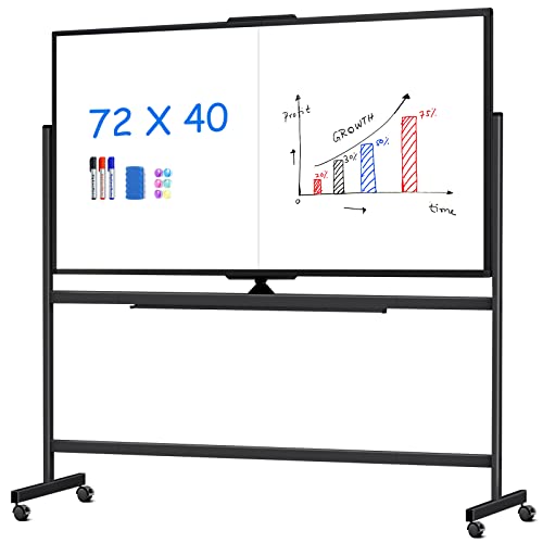 maxtek 72 x 40 Double Sided Rolling Whiteboard, Mobile Whiteboard Magnetic White Board - Large Reversible Dry Erase Board Easel Standing Board on Wheels with Stand (72 x 40 Black) - size: 40"W x 72"H, style: Black