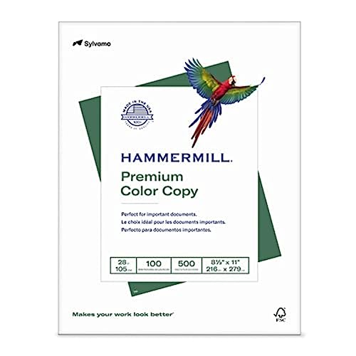 Hammermill Printer Paper, Premium Color 28 lb Copy Paper, 8.5 x 11-1 Ream (500 Sheets) - 100 Bright, Made in the USA, 102467R - size: 1 Ream | 500 Sheets, style: Letter (8.5x11)