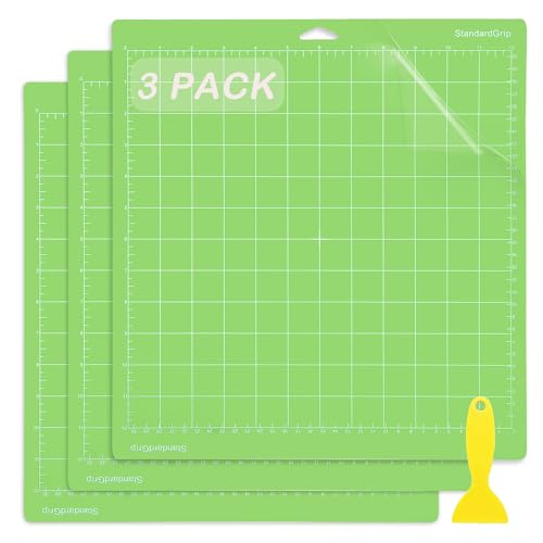 THANMAO Standard Grip Cutting Mat 3 Pack,12"x12" Standard Grip Cutting Mats for Cricut Maker 3//Explore 3/Air 2/Air/One，Replacement Accessories Card for HTV/Cardstock/Paper/Adhesive Vinyl - color: Green, size: 12x12in (3 Pack) Standard