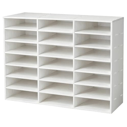 Literature Organizer,21 Compartments,Classroom Offices SchoolMailbox with Adjustable Shelves,Paper and Mail Organizer 27.8"x21"x9.3"(White)