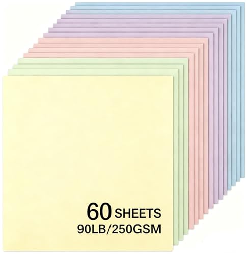 Pastel Cardstock 60 sheets, 12” x 12” Cardstock Paper Bulk Construction Paper,250GSM Card Stock Printer Paper Scrapbooking Supplies for Diy Crafts Cricut Card Making