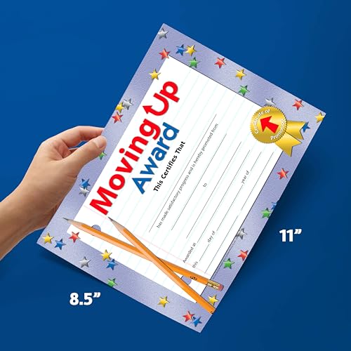 Hayes Moving Up Award Certificates, Student Promotion & Graduation Certificate, Achievement Recognition for Students, Full-Color Glossy Finish, 8.5" x 11" - 30 Pack