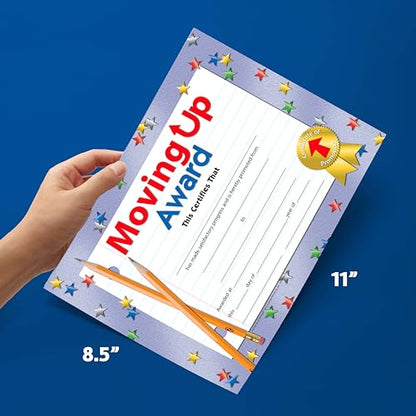 Hayes Moving Up Award Certificates, Student Promotion & Graduation Certificate, Achievement Recognition for Students, Full-Color Glossy Finish, 8.5" x 11" - 30 Pack