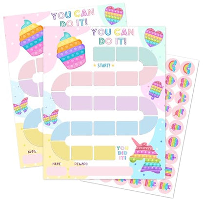 Pop It Theme Reward Chart for Kids, 20 Behavior Charts with 432 Stickers, Responsibility & Incentive Chart for Toddlers, Kids and Teens – A07 - style: Pop It Reward Chart