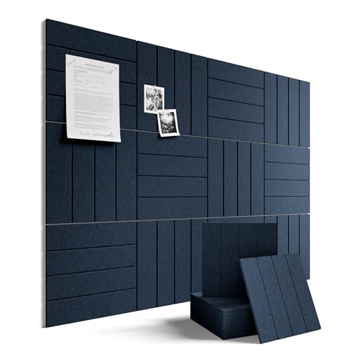 Fluxynara Large Felt Bulletin Board 48" x 36" Cork Board Alternative-12 Pack with 64 Safe Removable Adhesive Tabs, Cork Boards for Walls Cork Board for Home Office Classroom Pin Board-Carbon Blue - color: Carbon Blue, size: Bold-stripe 12-pack