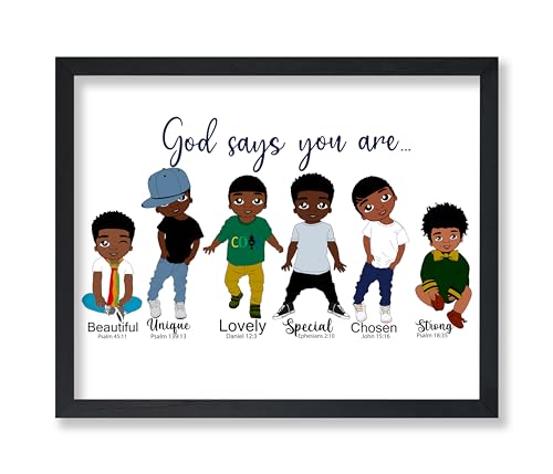 Poster Master God Says You Are Poster - Bible Verse Print - African American Art - Afro Boys Art - Gift for Men, Women & Parents - Inspiring Decor for Bedroom or Kid's Room - 8x10 UNFRAMED Wall Art - color: Style-09, size: 8"L x 10"W