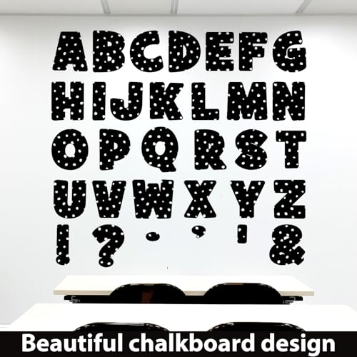 150 PCS Large 7" Bulletin Board Letters Set, Black White Polka Dots Classroom Alphabet Cutout Letter for Bulletin Board Display Home School Class, A Great Helper to Inspire Students' Learning Interest - style: black & white dots