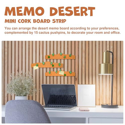 YOBRO Cork Board Set - Cactus & Dinosaur Push Pins Wall Organizer | Memo Bulletin Board with Easy Peel-Stick Mount | Fun Office & Kids Room Decor (Desert Theme) - style: Desert Theme