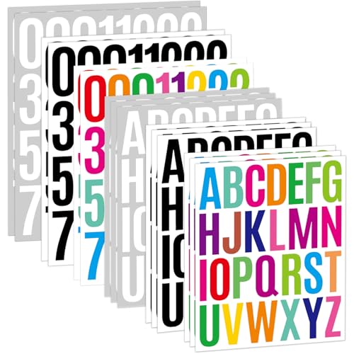 414Pcs Letter Stickers Alphabet Stickers 15 Sheets 2 Inch Vinyl Letter Sticker Self Adhesive Alphabet Number Stick on Sticker for Scrapbook Classroom Craft Window Bulletin Board Sign Mailbox Numbers - color: Multicolor