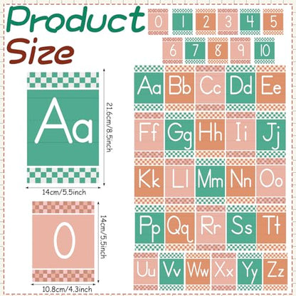 Gilprop 37 Pcs Bulletin Board Letters Educational Posters Alphabet Posters and 0-10 Number Classroom ABC Wall Decor for Kindergarten Toddler Teacher(Checkered) - style: Checkered