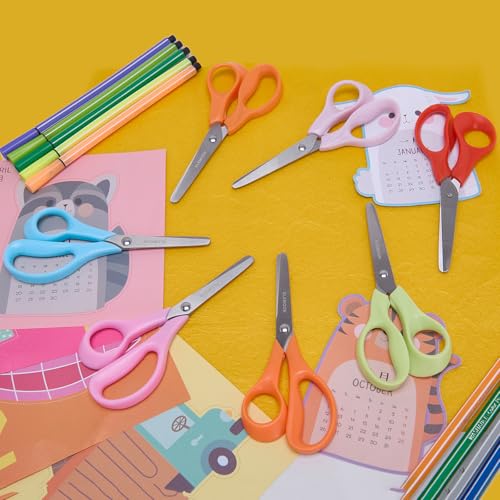 5" Small School Student Blunt Tips Children Craft Scissors,3 Pack | Sharp Stainless Steel Blades Safety Comfort Grip for Preschool Kids Cutting Paper in the Class,School and Home,Red